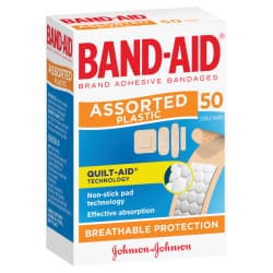 Band Aid Assorted Plastic Shapes 50 Pack