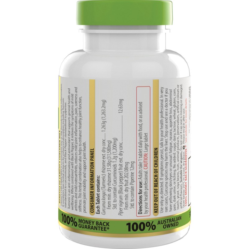 Buy Carusos Curcumin Max Tablets 50 Online at Pharmacy Direct