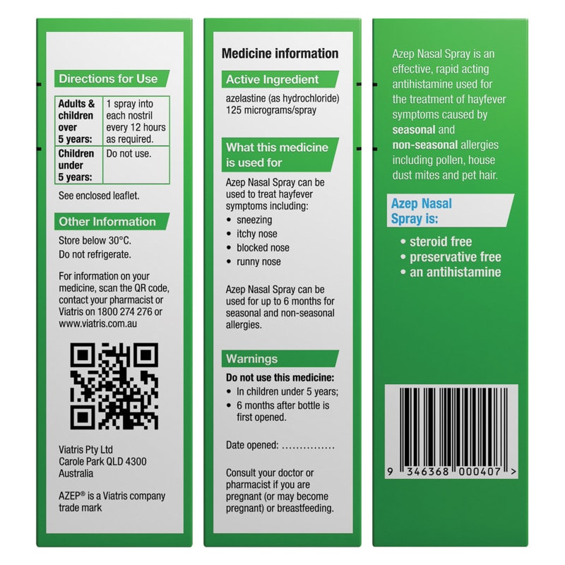 Buy Azep Hayfever Relief Nasal Spray 20ml Online at Pharmacy Direct