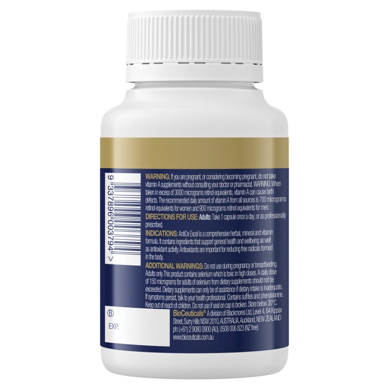 Buy BioCeuticals AntiOx Excel Capsules 60 Online at Pharmacy Direct