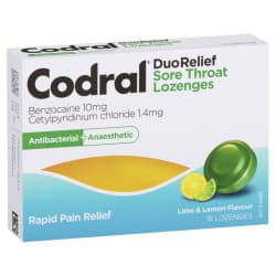 Codral Sore Throat Lozenges Lime And Lemon Lozenges 16