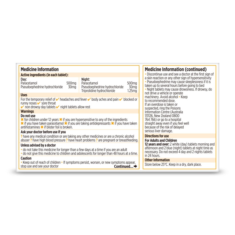 Buy Codral Original Day & Night Tablets 24 S3 Online at Pharmacy Direct