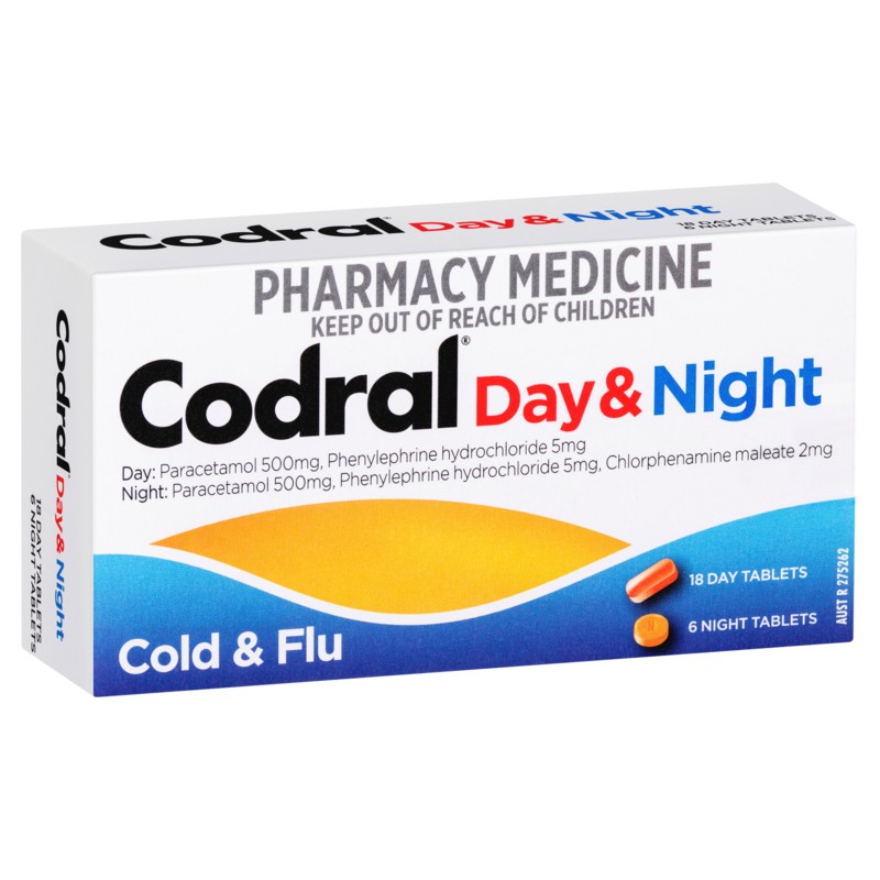 Buy Codral PE Cold and Flu Day and Night Tablets 24 Online at Pharmacy ...