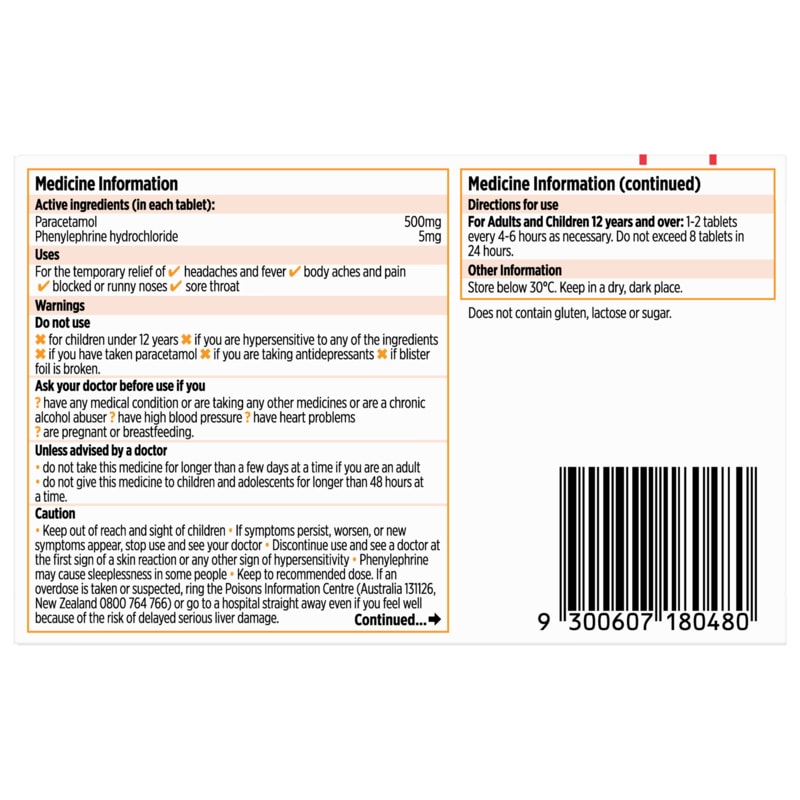 Buy Codral PE Cold and Flu Tablets 24 Online at Pharmacy Direct