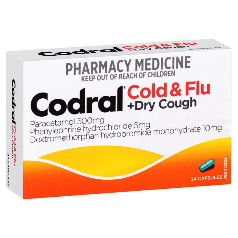 Buy Codral Cold and Flu Plus Dry Cough Capsules 24 Online at Pharmacy ...
