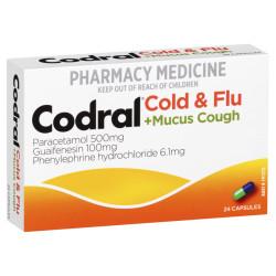 Codral Cold and Flu plus Mucus Cough Capsules 24 Expiry date 05/26