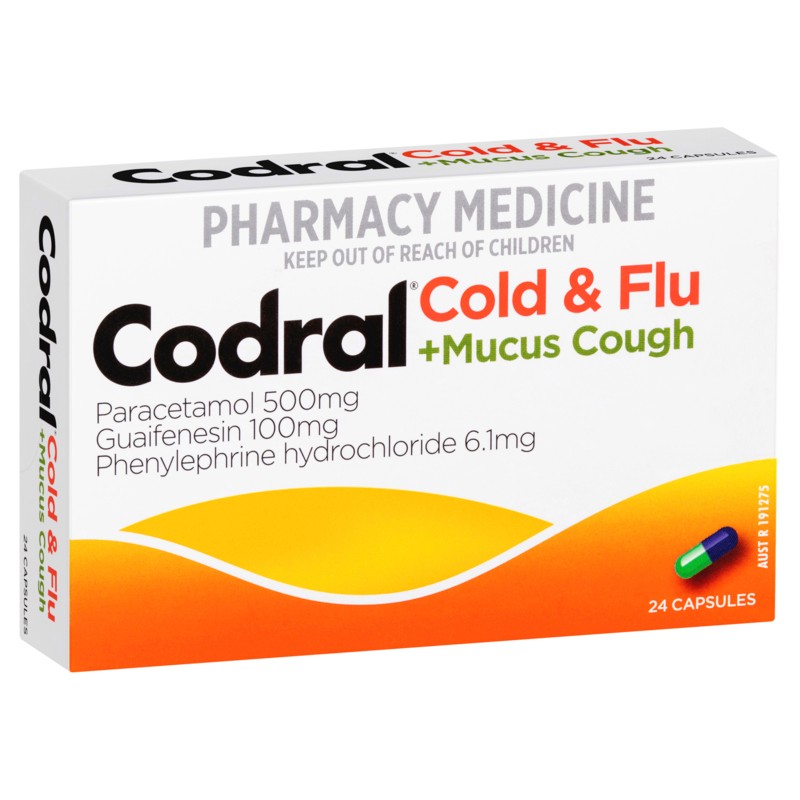 Buy Codral Cold and Flu Plus Mucus Cough Capsules 24 Online at Pharmacy ...