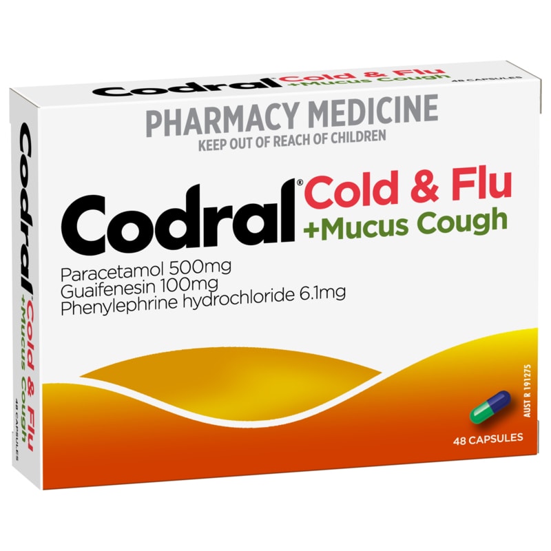 Buy Codral Cold and Flu Plus Mucus Cough Capsules 48 Online at Pharmacy ...