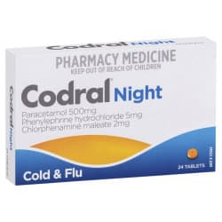 Codral PE Nightime Cold and Flu Tablets 24