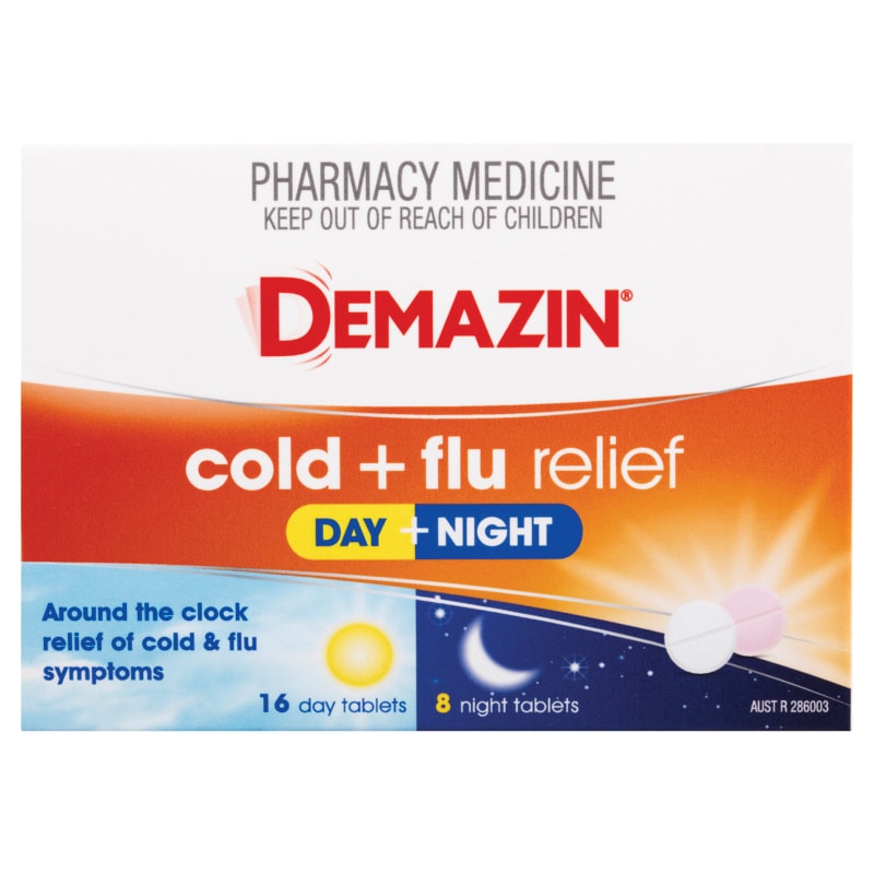 Buy Demazin Cold Plus Flu Relief Day and Night 24 Tablets Online at ...