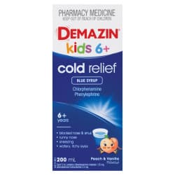 Demazin Kids 6 Plus Cold Relief Blue Syrup 200ml
