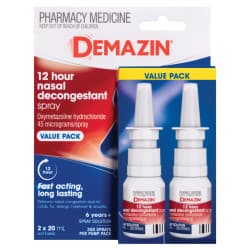 Demazin 12 Hour Nasal Decongestant Spray 20ml Twin Pack