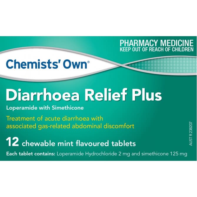 Buy Chemists Own Diarrhoea Relief Plus Chewable 12 Tablets Online