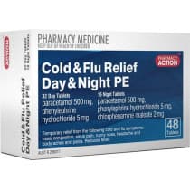 Pharmacy Action Cold & Flu Relief PE Day & Night 48 Tablets