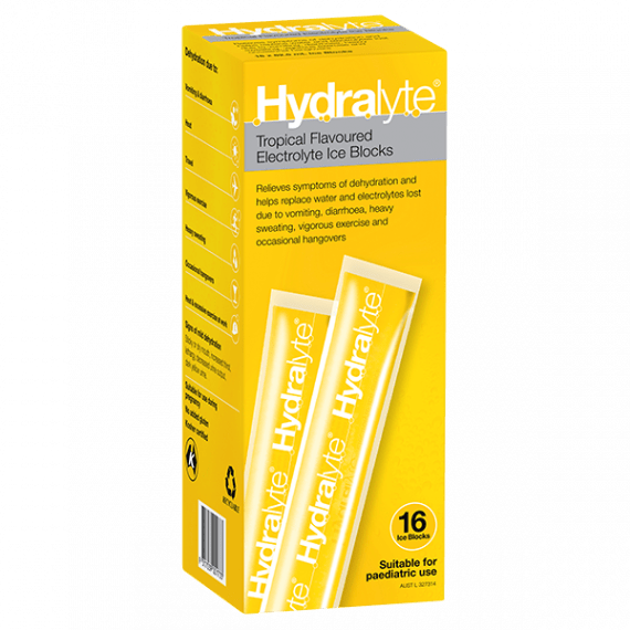 Buy Hydralyte Electrolyte Ice Blocks Tropical 16 X 62.5ml Pack Online Pharmacy Direct AU