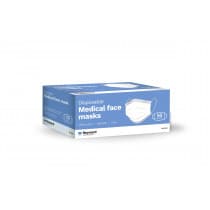 Reynard Medical 3ply Elastic White Face Mask Box 50 (TGA Approved, ASTEM Level 2, 99% BFE)