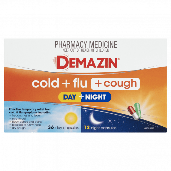 Demazin Cold + Flu + Cough Day & Night 48 Capsules