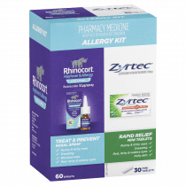 Rhinocort Nasal Spray + Zyrtec Rapid Relief Mini Tablets Allergy Kit