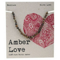 Amber Love Children's Necklace Baltic Amber Olive Love 33cm
