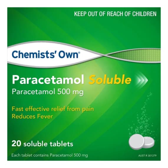 Buy Chemists Own Paracetamol Soluble 20 Tablets Online