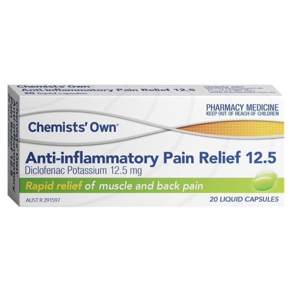 Chemists Own Anti Inflammatory Pain Relief 12.5 ML Liquid 20 Capsules