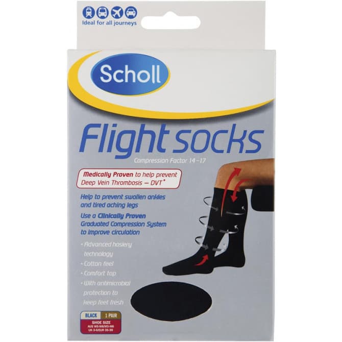 Scholl Flight Socks Cotton Feel Size 3 6 Buy Scholl Flight Socks Unisex W5-8 M3-6 Black Online | Pharmacy Direct