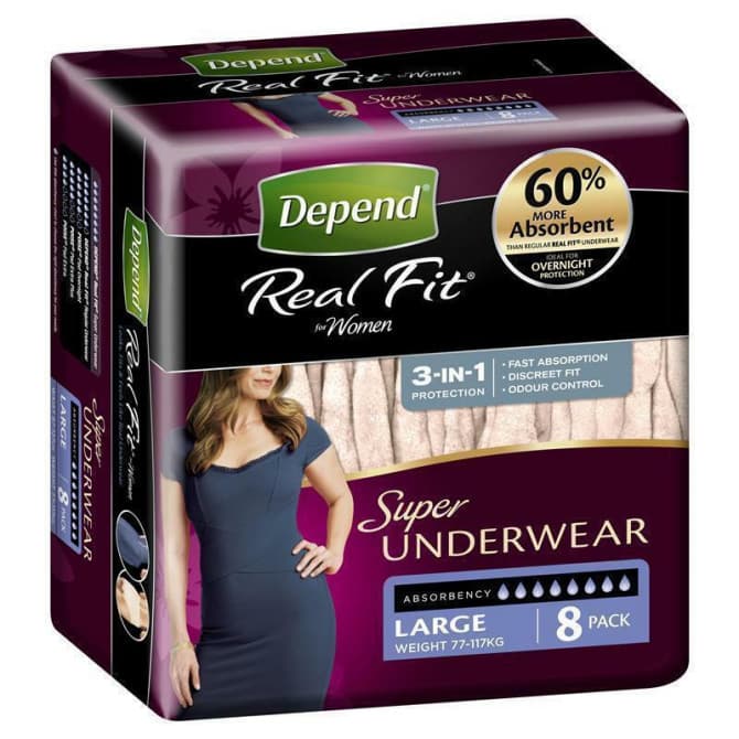 Buy Depend Underwear Super Female Large 8 Pack Online