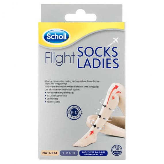 Scholl Flight Socks Ladies 4-6 Natural