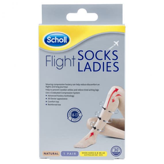 Scholl Flight Socks Ladies 8-10 Natural