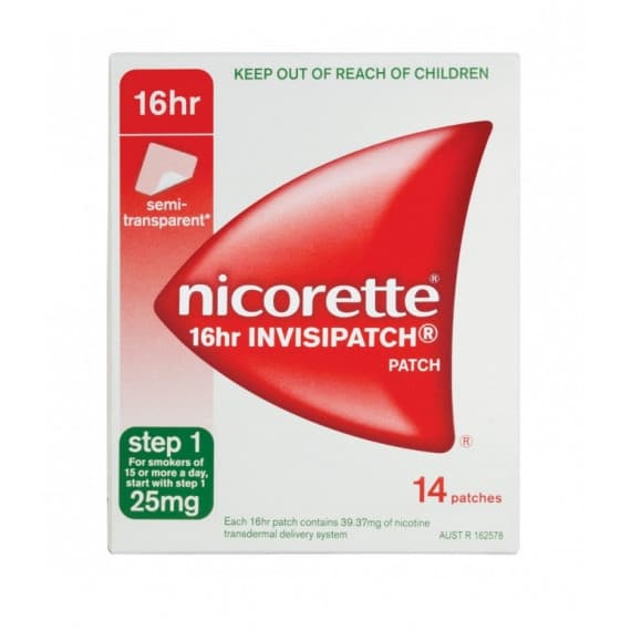 Nicorette Nicotine Patch 16hr Invisipatch Step 1 25mg 14 Patches