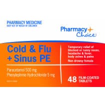 Pharmacy Choice Cold & Flu + Sinus PE 48 Tablets