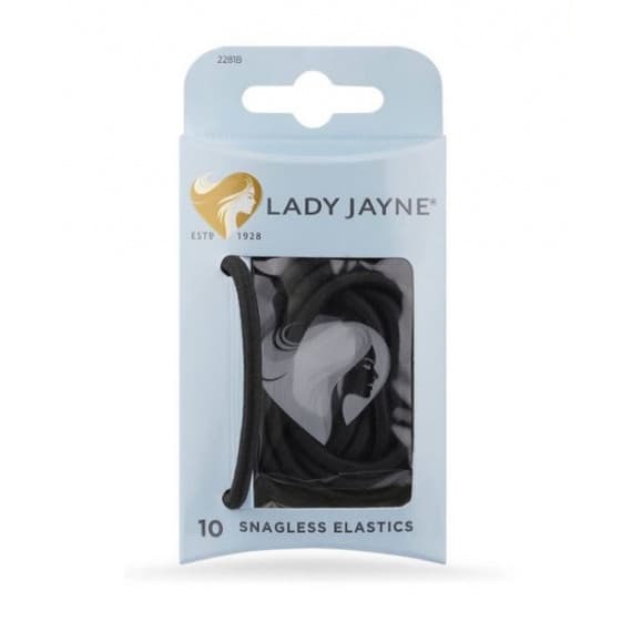 Lady Jayne Black Snagless Thick Elastics 10 Pack