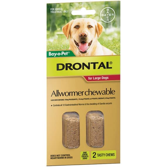 Drontal Dog Allwormer Chewable Large 35kg Dogs 2 Pack