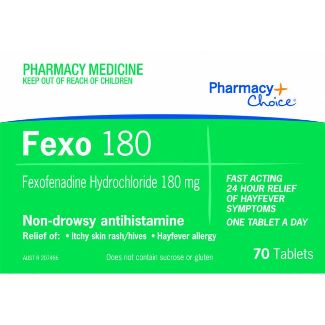 Pharmacy Choice Fexofenadine 180mg 70 Tablets 9316100028228