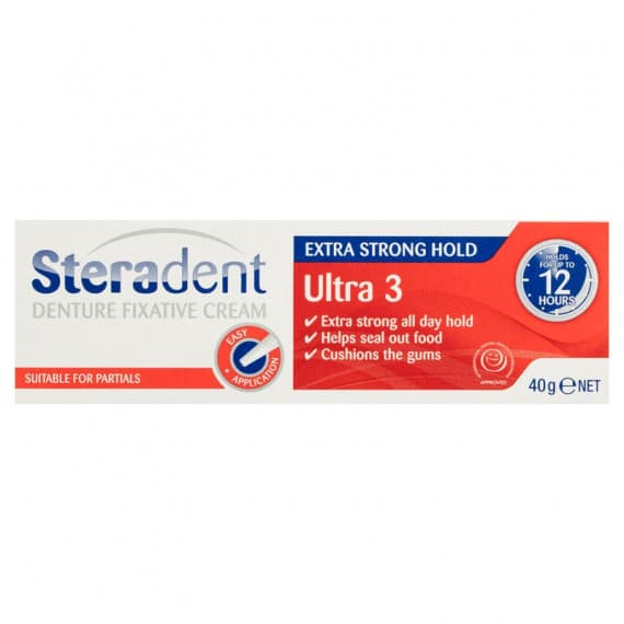 Buy Steradent Denture Fixative Cream Ultra 3 Extra Strong Hold 40g