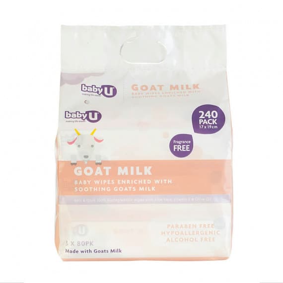 babyU Goat Milk Baby Wipes 240 Pack