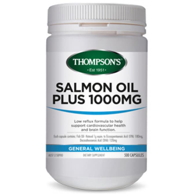 Thompsons Salmon Oil Plus 1000mg 500 Capsules 9400575001838