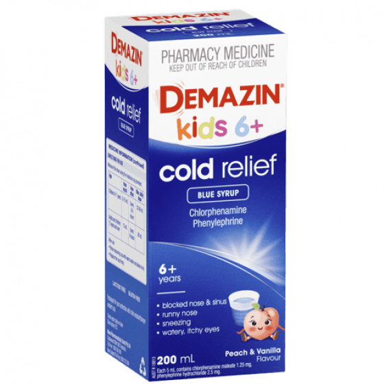 Demazin Kids 6+ Cold Relief Blue Syrup 200ml