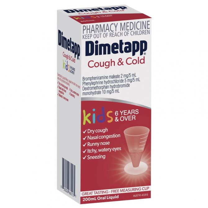 Buy Dimetapp Kids Cough And Cold 6 years 200ml Online