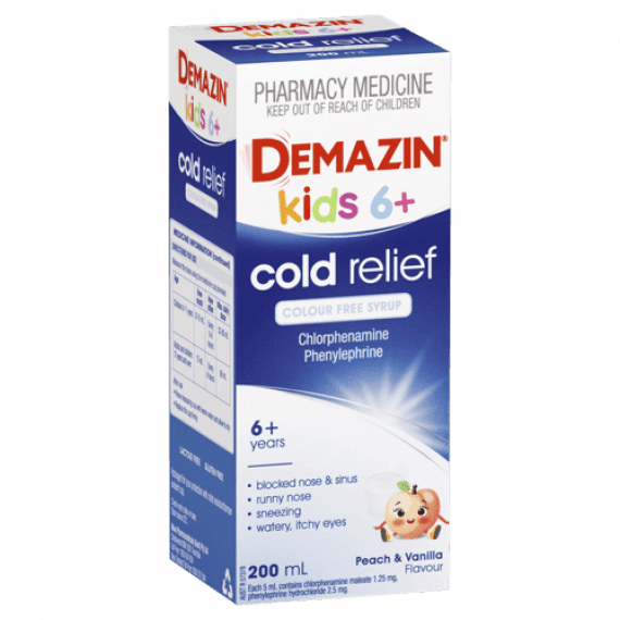 Demazin Kids 6+ Cold Relief Colour Free Syrup 200ml