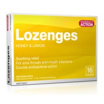 Pharmacy Action Lozenges Honey & Lemon 16 Pack