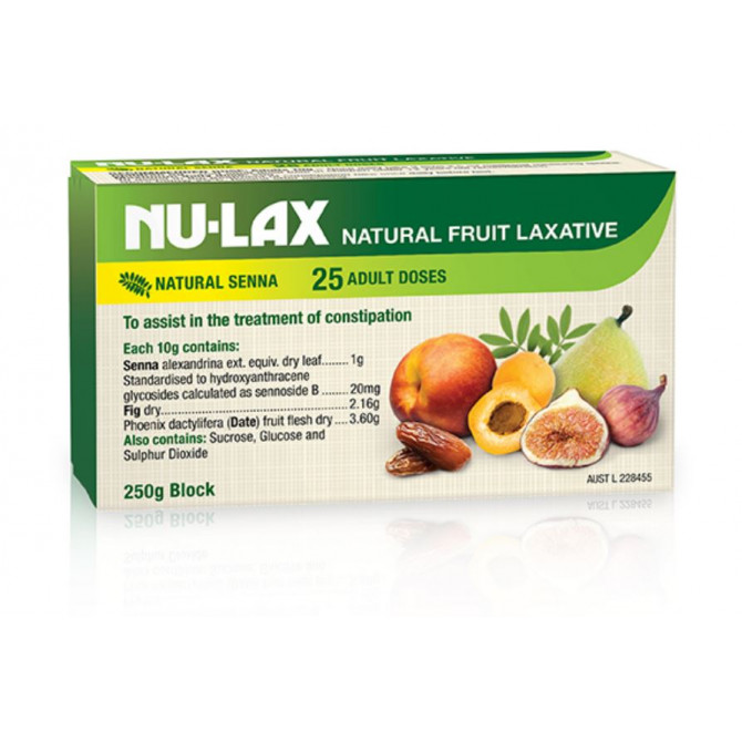 NuLax Natural Fruit Laxative Block 250g (25 Adult Doses) 9310214000057
