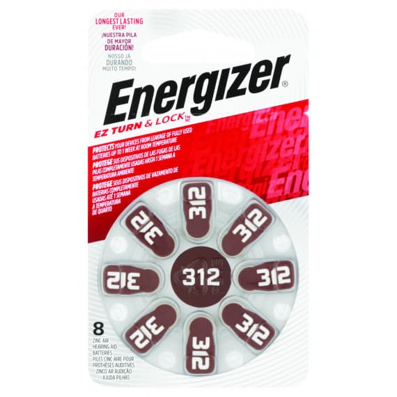 Energizer Hearing Aid AZ312 Batteries 8 Pack