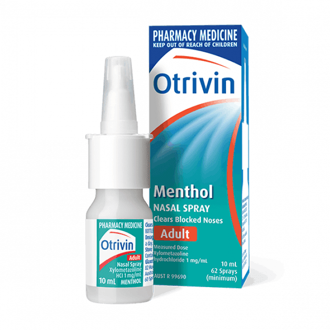 Otrivin Adult Nasal Spray Menthol 10ml.