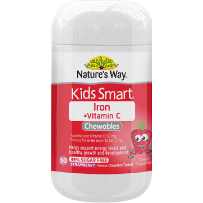 Natures Way Kids Iron + Vitamin C Chewable 50 Tablets -