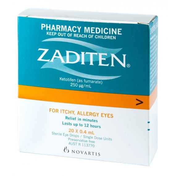 Zaditen Eye Drops 0.025% 20 X 0.4ml