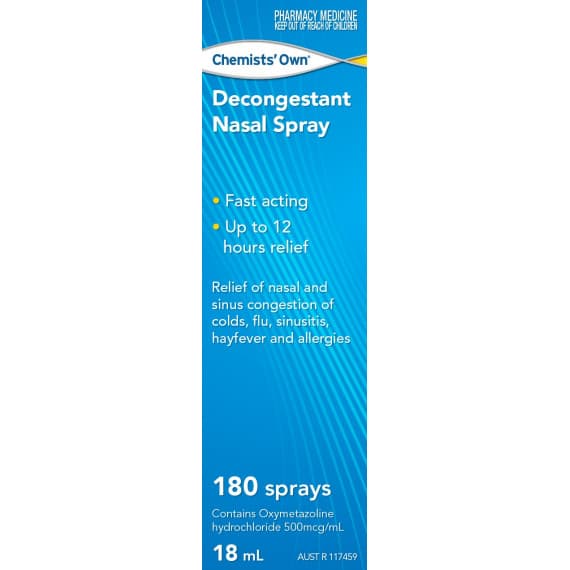 Buy Chemists Own Nasal Decongestant Spray 18ml Online Pharmacy Direct