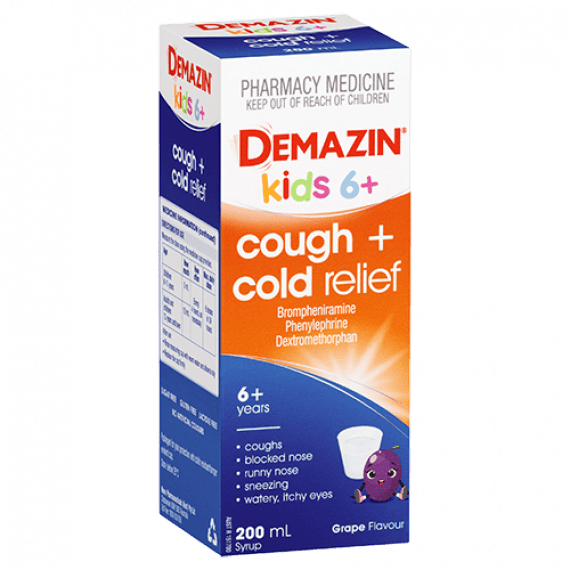 Buy Demazin Kids 6+ Cough and Cold Relief Syrup 200ml Online