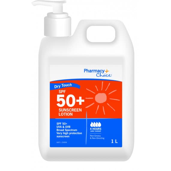Pharmacy Choice Dry Touch Sunscreen Lotion SPF 50+ 1 Litre Pump