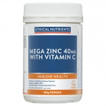 Ethical Nutrients Mega Zinc 40mg With Vitamin C Orange 190g
